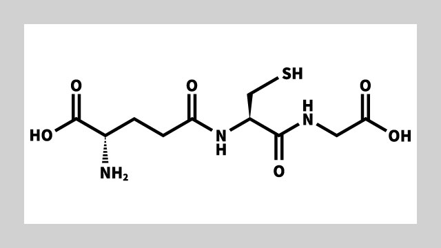 抗酸化作用を持つグルタチオンの化学構造式を示した図